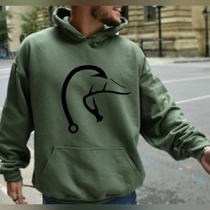Hunting and Fishing Military Green Unisex Hoodie Features    Size: L Mult. Sizes